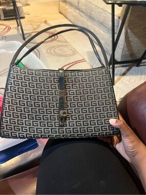 Givenchy Black and Gray Logo-Print Shoulder Bag